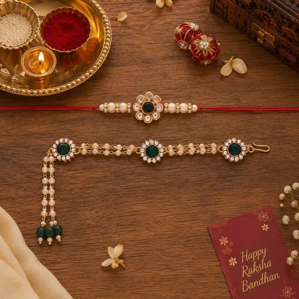 Antique_Pearl_Bhaiya_Bhabhi_Lumba_Rakhi_With_Roli_Chawal