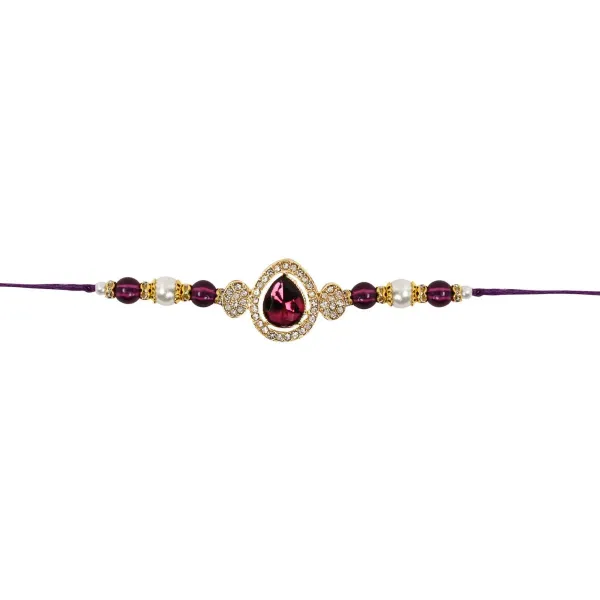 Delicate_Pearl_Beads_Wine_Rakhi_with_Roli_Chawal_&_Rakshabandhan_Card