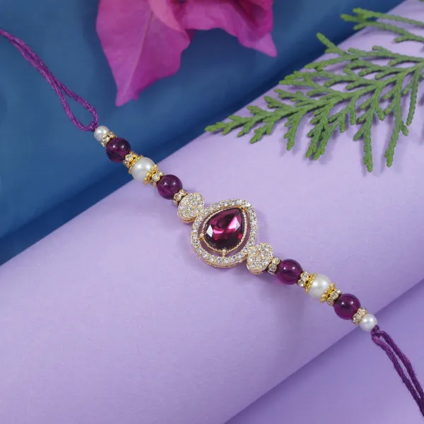 Delicate_Pearl_Beads_Wine_Rakhi_with_Roli_Chawal_&_Rakshabandhan_Card