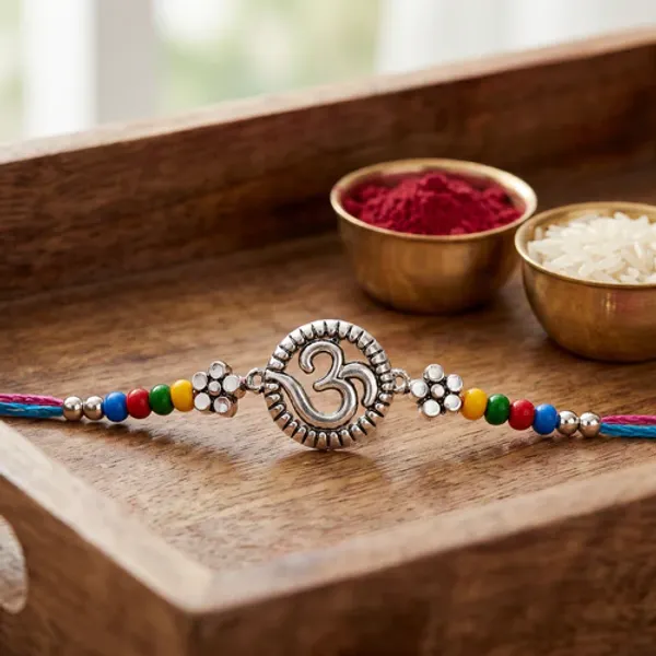 Om_Rudraksha_Rakhi_with_Roli_Chawal_&_Rakshabandhan_Card