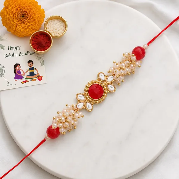 Gold_Plated_Ethnic_Designer_Pearl_Kundan_Rakhi_Bracelet_for_Brother/Men