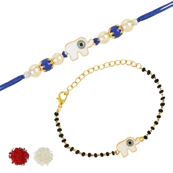 Elephant_Shape_Enamel_Bhaiya_Bhabhi_Lumba_Mangalsutra_Bracelet_&_Rakhi_With_Roli_Chawal_&_Card