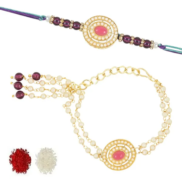 Elegant_Bhaiya_Bhabhi_Lumba_Pearl_&_Rakhi_With_Roli_Chawal_&_Card