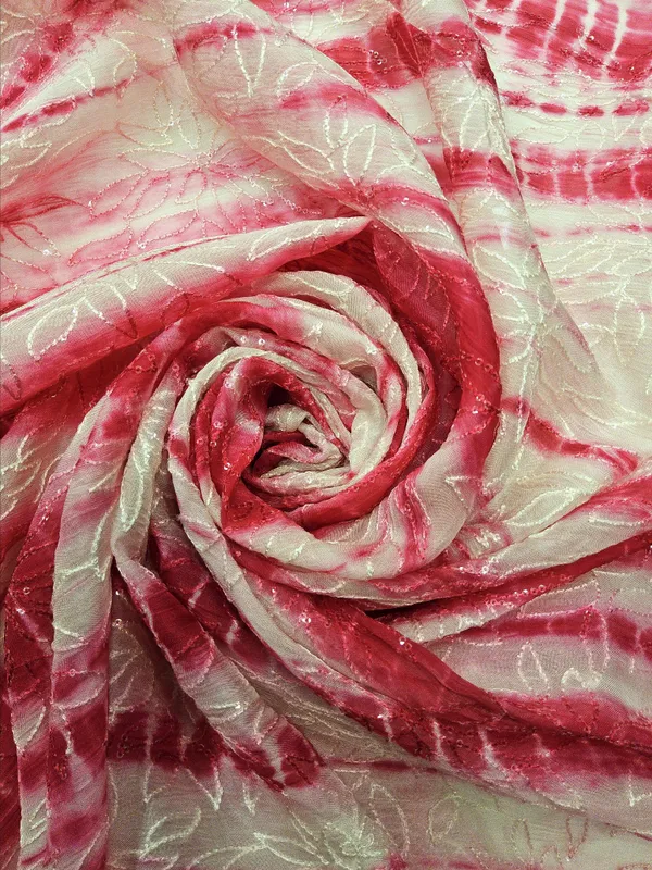 Hot_Pink_And_White_Organza_Fabrics_For_Women