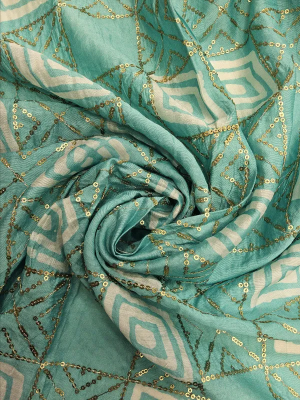 Sky_Turquoise_Chanderi_Silk_Fabrics_For_Women