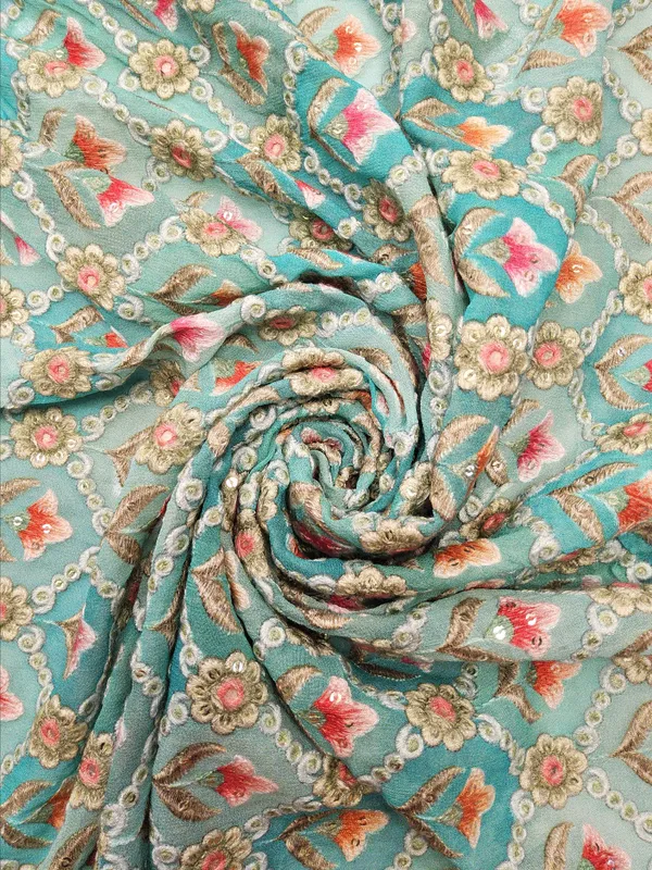 Turquoise_Viscose_Georgette_Fabrics_For_Women