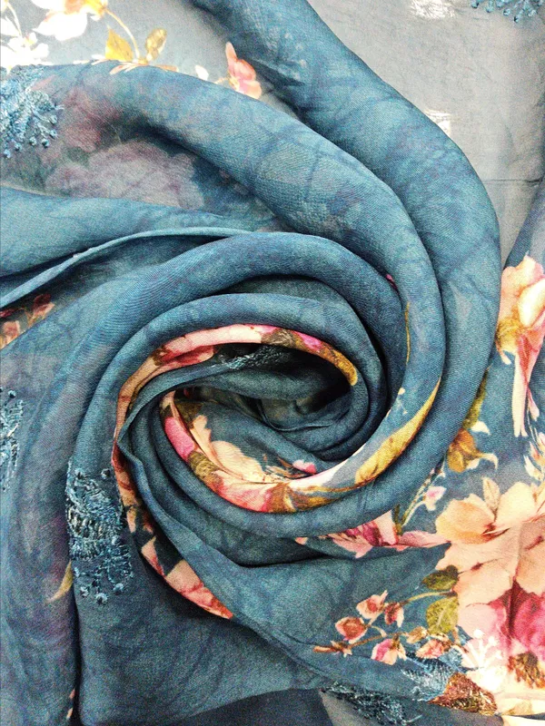 Peacock_Blue_Organza_Fabrics_For_Women