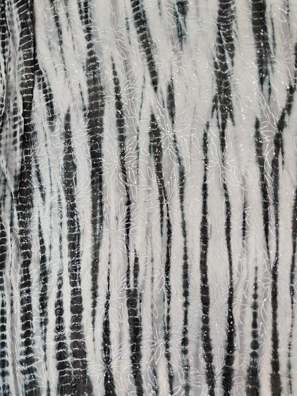 Dark_Green_And_Off_White_Organza_Fabrics_For_Women