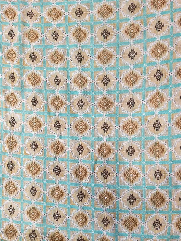 Beige_And_Teal_Georgette_Fabrics_For_Women
