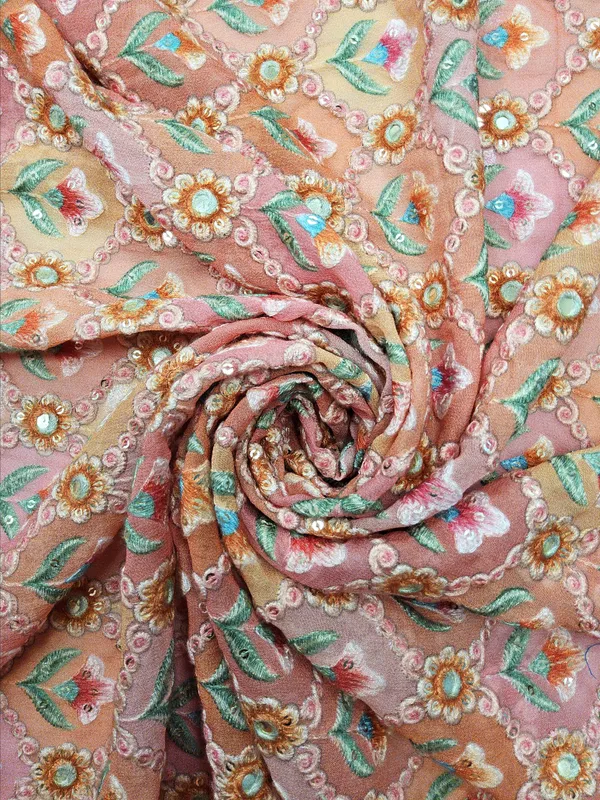 Peach_Viscose_Georgette_Fabrics_For_Women