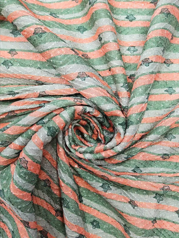 Coral-Orange_And_Sage-Green_Chinon_Silk_Fabrics_For_Women