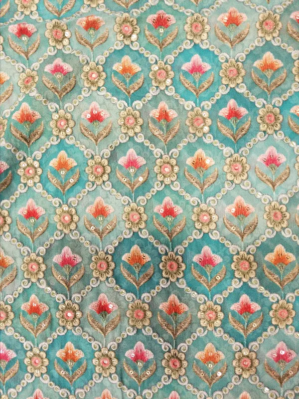 Turquoise_Viscose_Georgette_Fabrics_For_Women