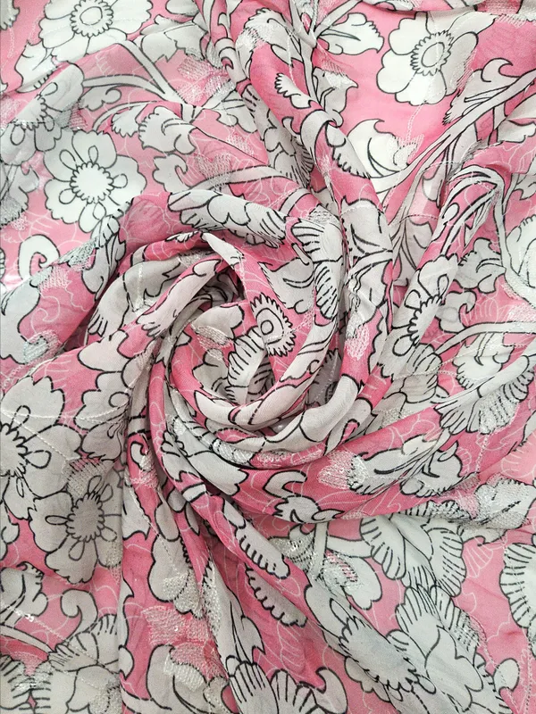 Pink_And_Off_White_Organza_Fabrics_For_Women