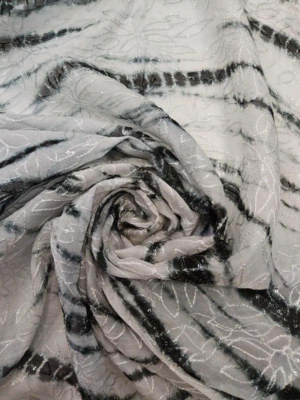 Dark_Green_And_Off_White_Organza_Fabrics_For_Women