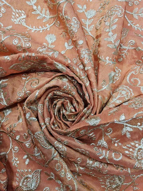 Burnt_Orange_Banarasi_Brocade_Fabrics_For_Women