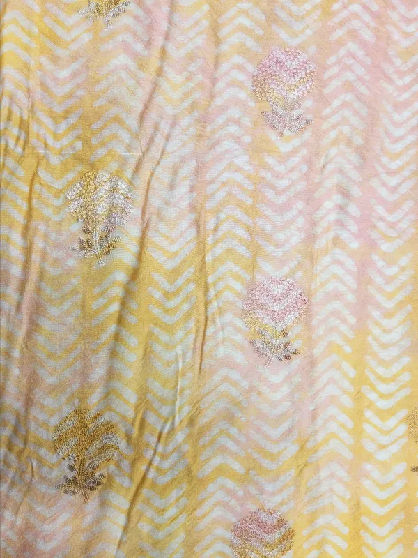 Yellow_And_Pink_Chanderi_Silk_Fabrics_For_Women