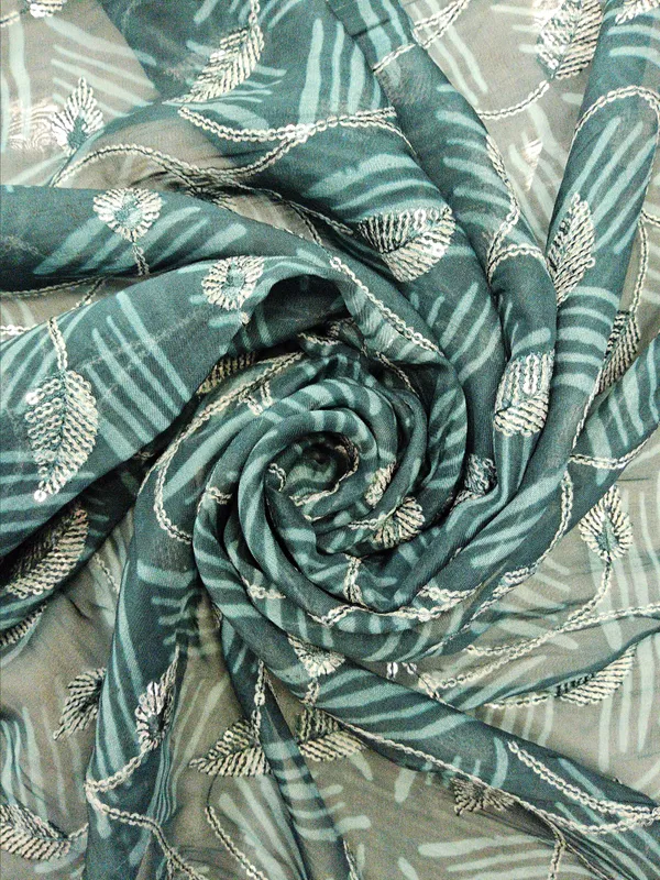 Teal_Blue_Organza_Fabrics_For_Women