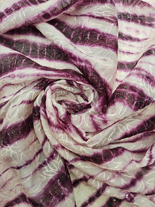 Magenta_Purple_And_Off_White_Organza_Fabrics_For_Women
