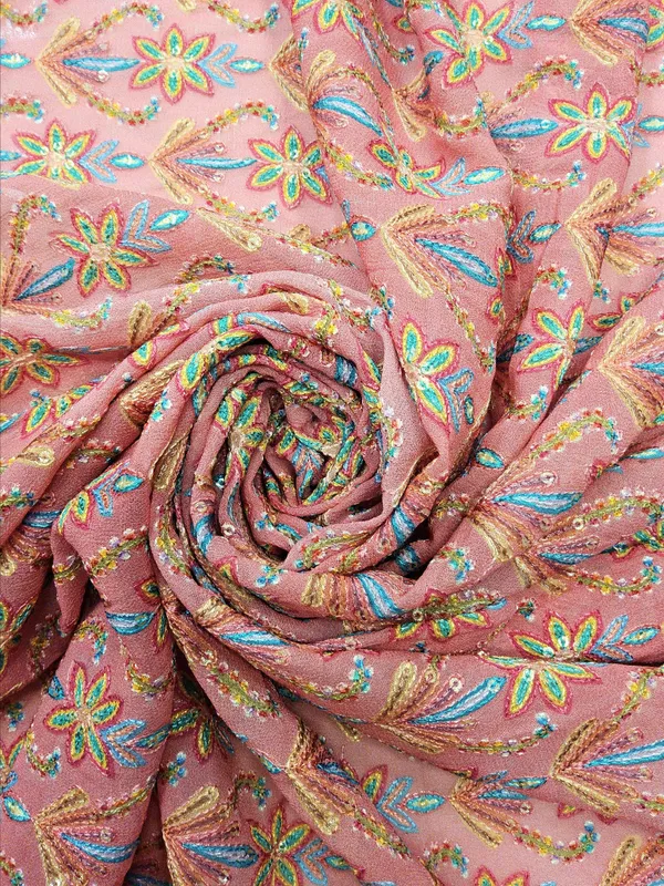 Coral_Pink_Georgette_Fabrics_For_Women