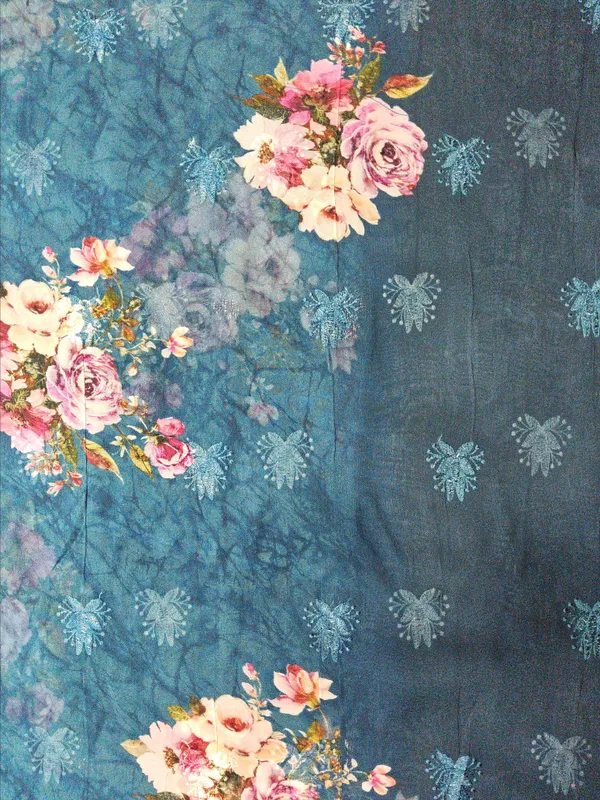 Peacock_Blue_Organza_Fabrics_For_Women