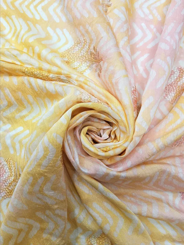 Yellow_And_Pink_Chanderi_Silk_Fabrics_For_Women