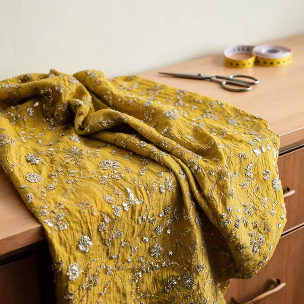 Yellow_Slub_Silk_Fabrics_For_Women