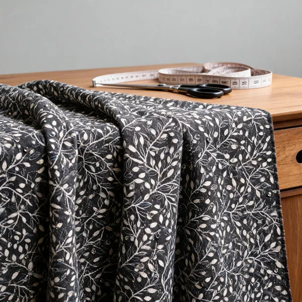 Charcoal_Grey_And_Off_White_Slub_Silk_Fabrics_For_Women