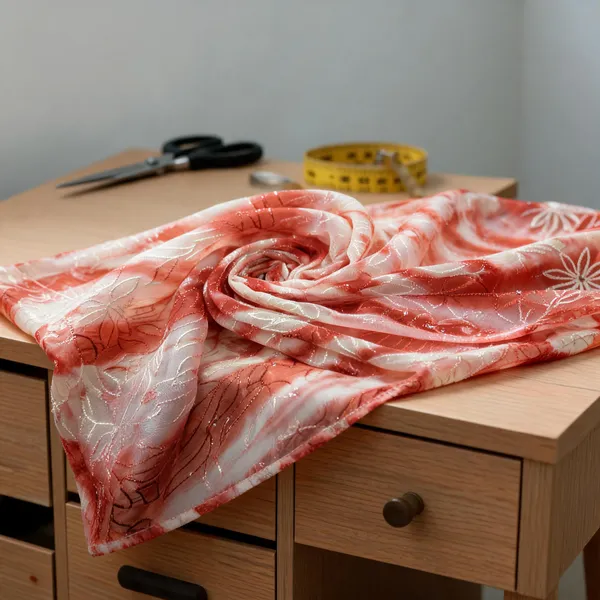 Red_And_White_Organza_Fabrics_For_Women