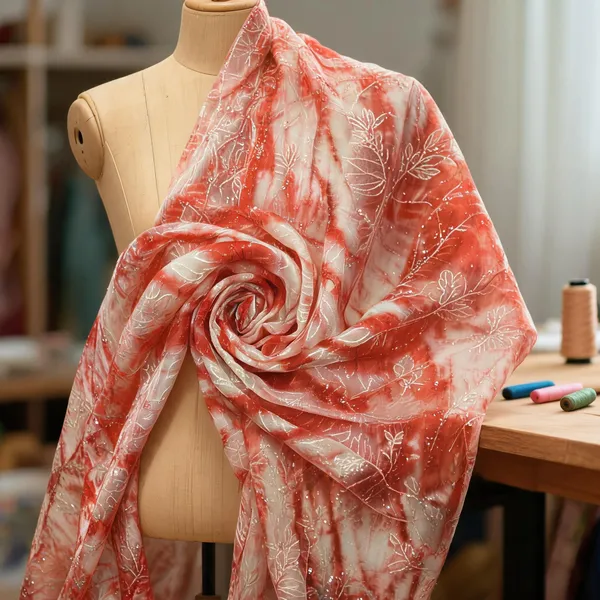 Red_And_White_Organza_Fabrics_For_Women