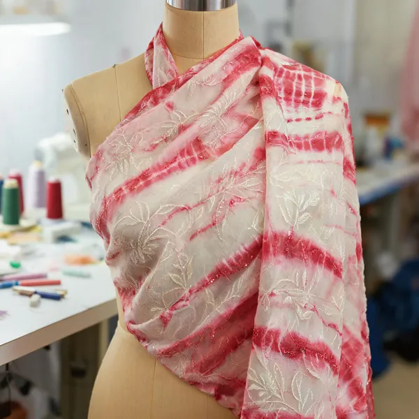 Hot_Pink_And_White_Organza_Fabrics_For_Women