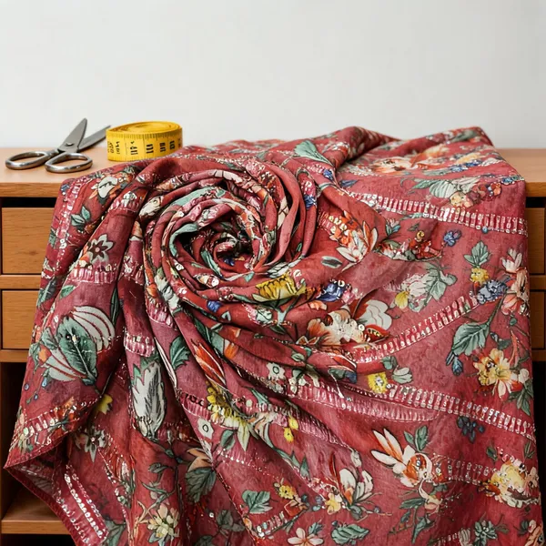 Red_Chinon_Silk_Fabrics_For_Women