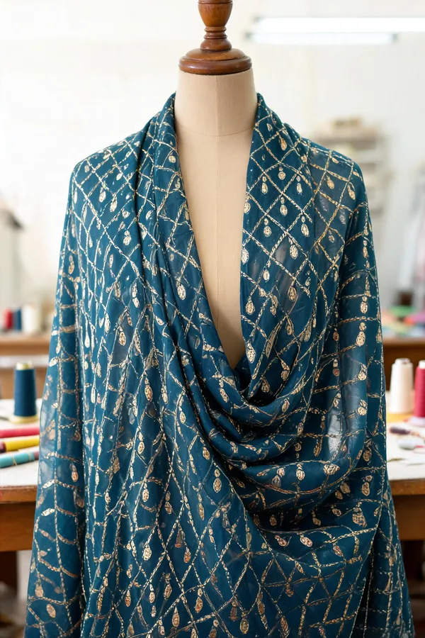 Teal_Blue_Georgette_Fabrics_For_Women