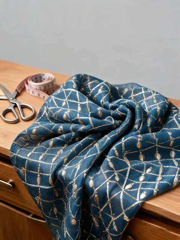 Teal_Blue_Georgette_Fabrics_For_Women