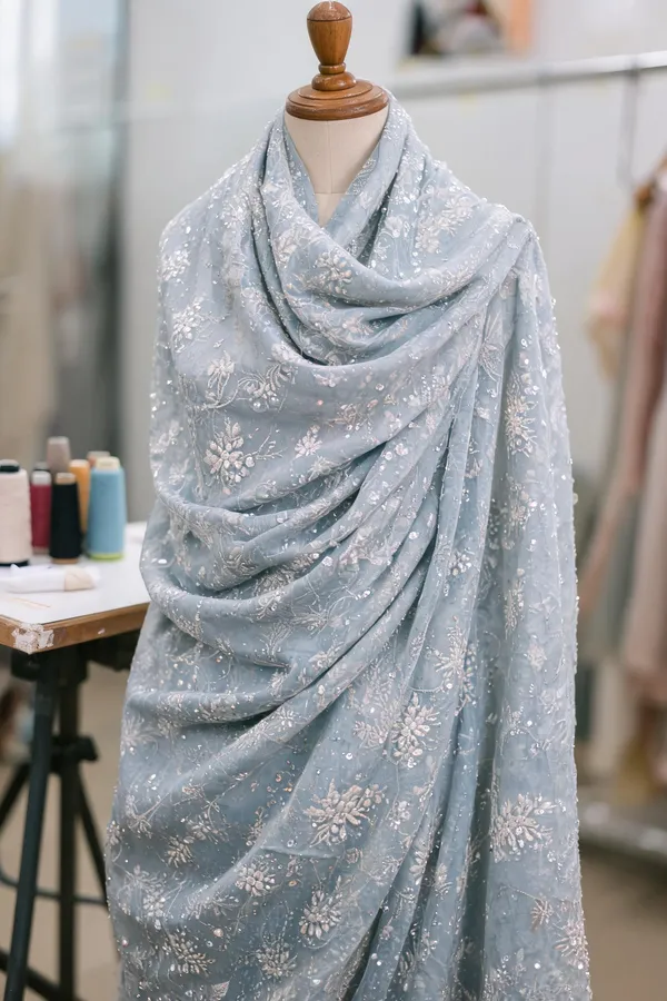 Powder_Blue_Georgette_Fabrics_For_Women