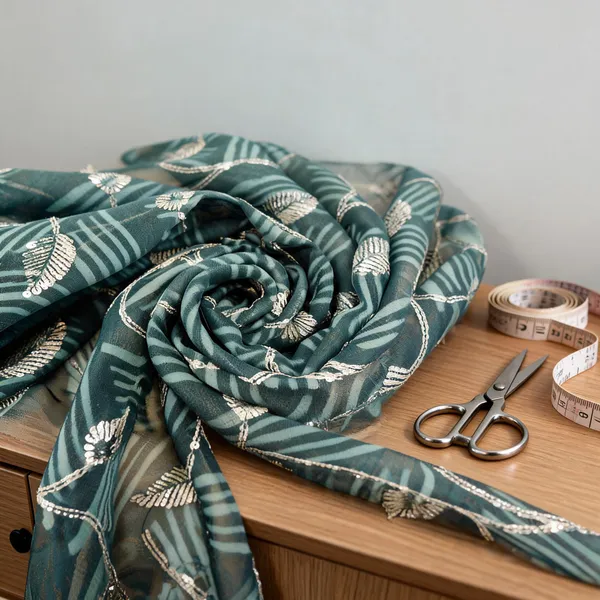 Teal_Blue_Organza_Fabrics_For_Women