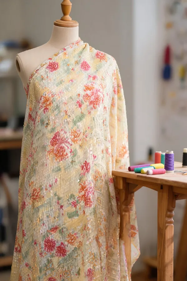 Yellow_Chinon_Chiffon_Fabrics_For_Women