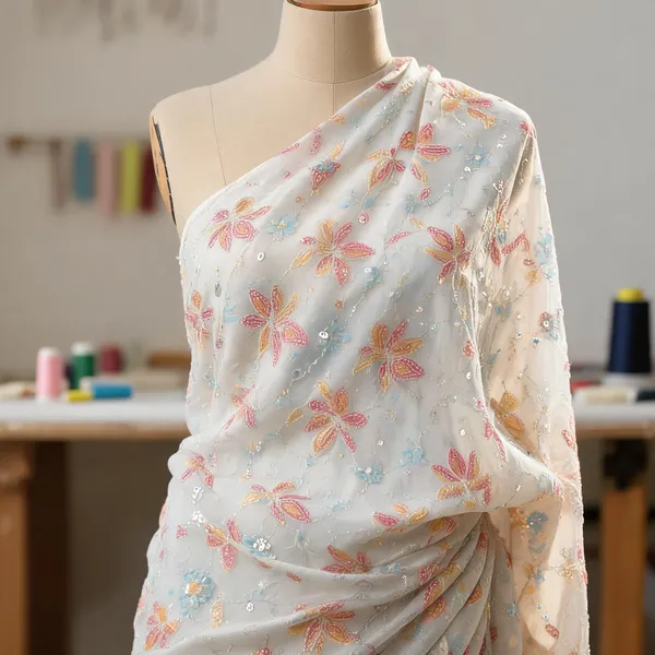 White_Viscose_Georgette_Fabrics_For_Women