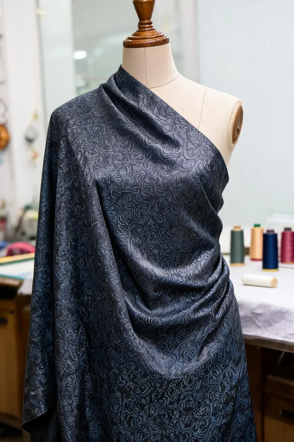 Dark_Blue_Artificial_Raw_Silk_Fabrics_For_Women