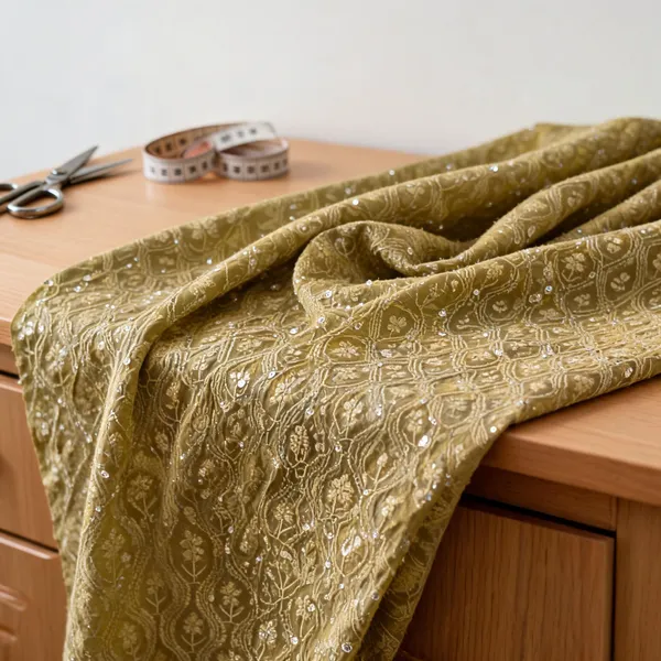 Ochre_Yellow_Slub_Silk_Fabrics_For_Women
