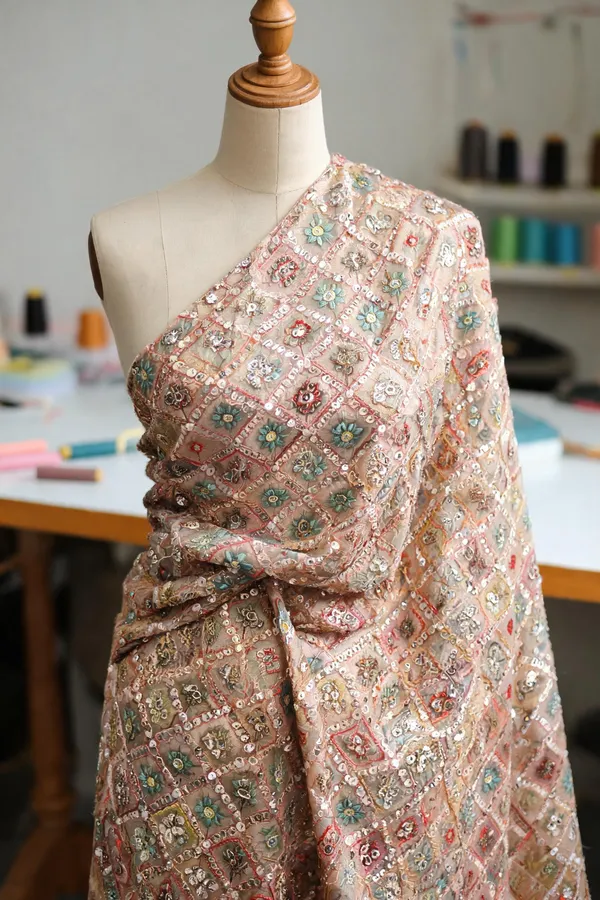 Peach_Viscose_Georgette_Fabrics_For_Women