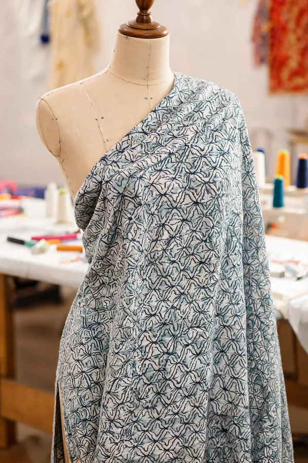 Ice_Blue_And_Black_Cotton_Fabrics_For_Women