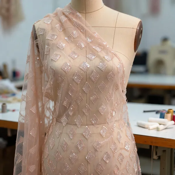 Peach_Organza_Fabrics_For_Women