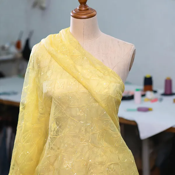 Lime_Yellow_Organza_Fabrics_For_Women