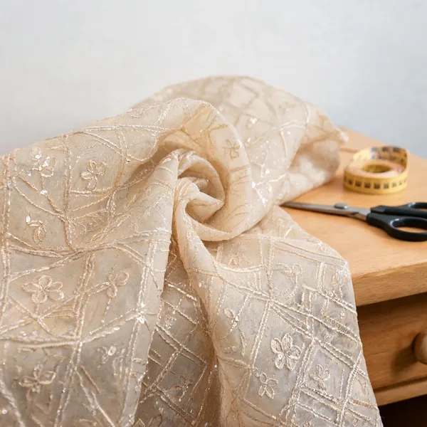 Beige_Organza_Fabrics_For_Women
