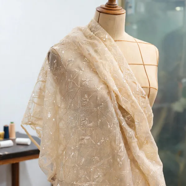 Beige_Organza_Fabrics_For_Women