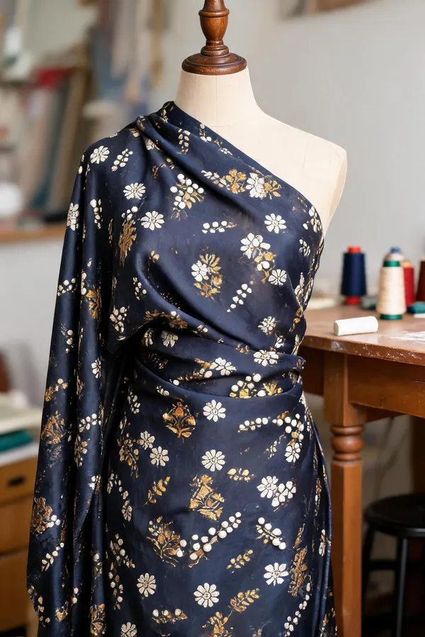 Dark_Blue_Dola_Silk_Fabrics_For_Women