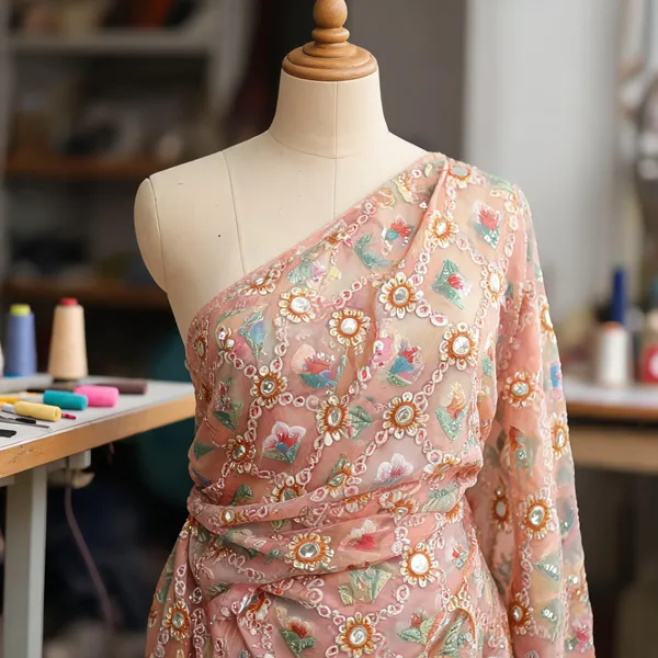 Peach_Viscose_Georgette_Fabrics_For_Women