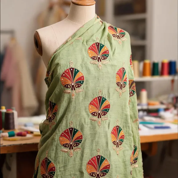 Pale_Green_Slub_Silk_Fabrics_For_Women