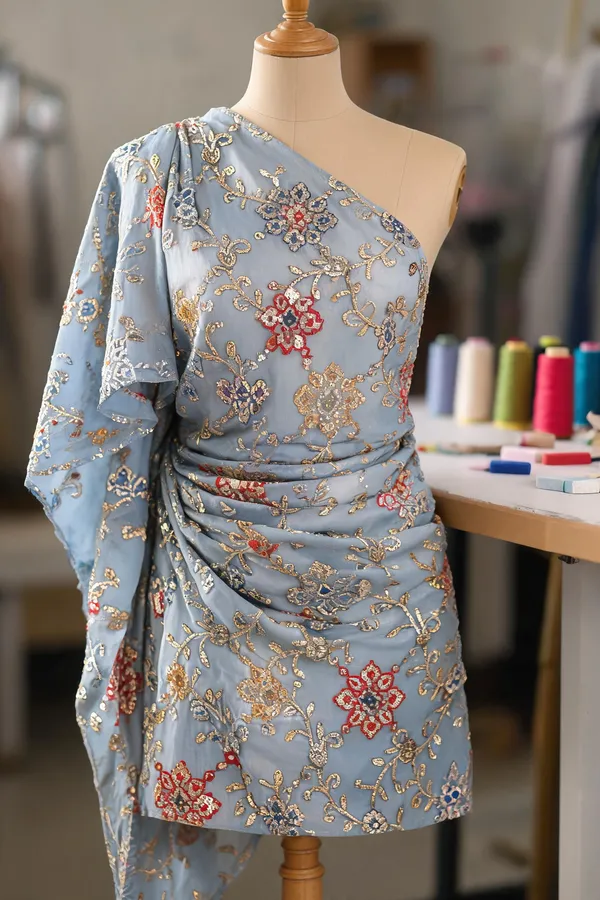 Powder_Blue_Chinon_Chiffon_Fabrics_For_Women