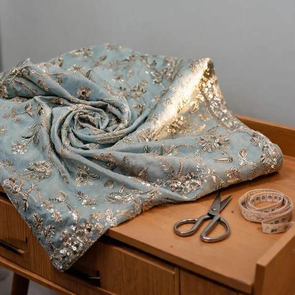 Teal_Green_Banarasi_Brocade_Fabrics_For_Women